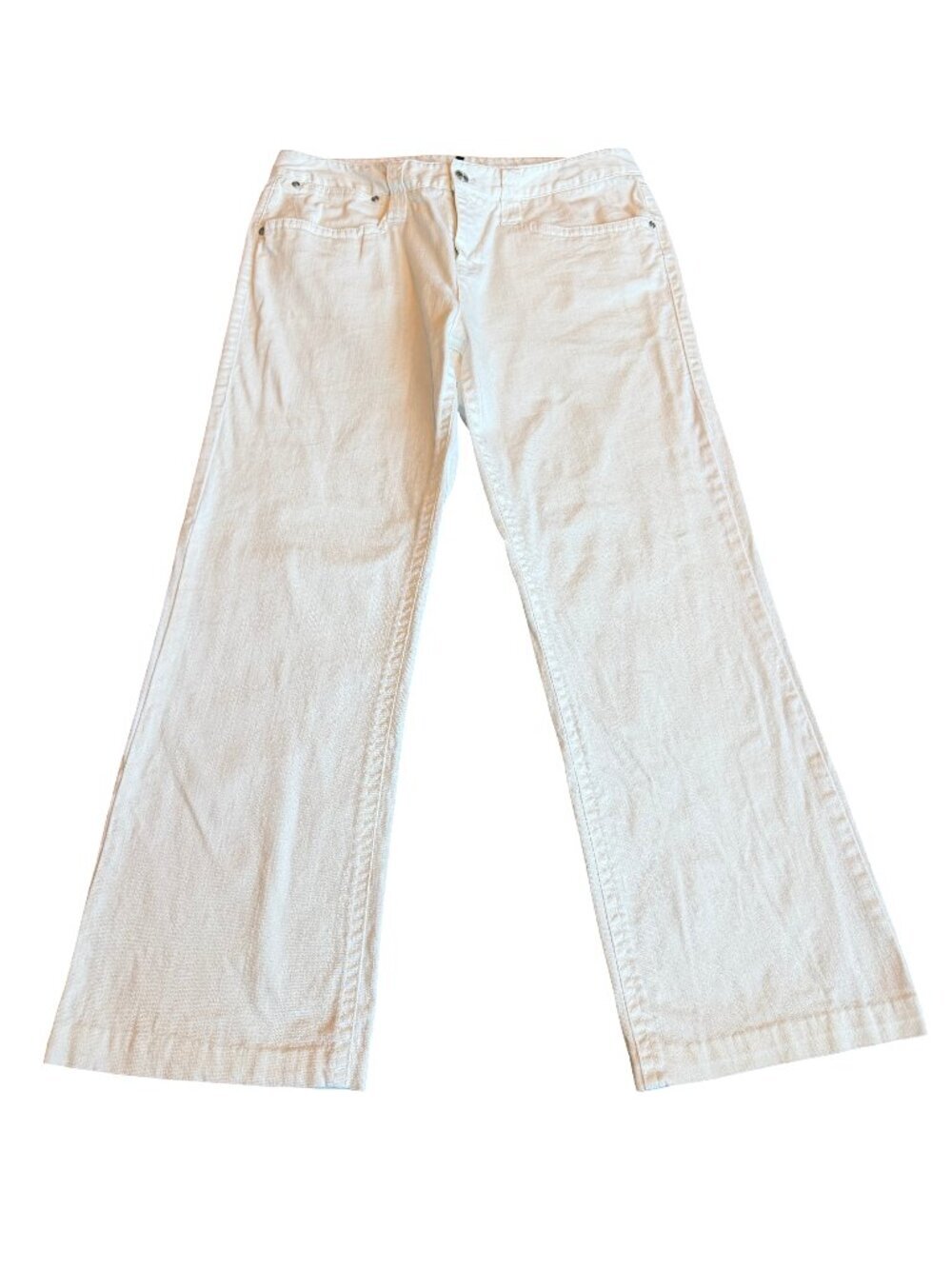 Tahari White Wide Leg Denim Jeans Stretchy Everyday Cotton Blend Size 10 Womens